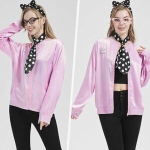 Pink Ladies Satin Jacket with accessories included!
